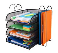 Relaxdays Range-courrier métal A4, 4 casiers, 2 Porte-revues, Noir