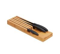 Relaxdays range couteaux de cuisine bambou, support couteaux pour 5 couteaux, bloc tiroir, 3,5 x 11 x 39 cm, nature
