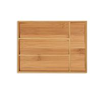 Relaxdays Range-Couvert, 4 Compartiments, Bambou, Petit Organiseur de tiroir, Cuisine, HxLxP 5 x 26 x 35,5 cm, Nature