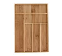 Relaxdays Range-Couvert, 6 Compartiments, Bambou, Organiseur de tiroir pour ustensiles, HxLxP 5 x 30,5 x 43 cm, Nature