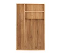 relaxdays Range-Couvert, 6 Compartiments, Bambou, ustensiles de Cuisine, Organiseur de tiroir, 5 x 27,5 x 46 cm, Nature, Bamboo