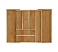 Relaxdays Range-couvert, bambou, extensible, organiseur pour tiroir, séparateur, HLP 6,5x57,5x43 cm, nature