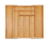 Relaxdays range-couvert en bambou extensible, HLP : 5 x 32,5 - 52 x 45,5 cm, organiseur de tiroir pour cuisine, nature