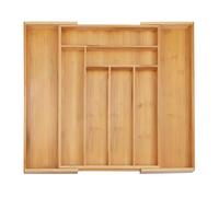 Relaxdays Range-Couvert en Bambou Extensible, HLP : 5 x 32,5-52 x 45,5 cm, Organiseur de tiroir pour Cuisine, Nature