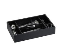 Relaxdays Range-Couverts, 4 Compartiments, avec poignée, Organiseur de tiroir, H x L x P : 7 x 37 x 23 cm, Noir