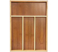 Relaxdays 10018886 Range-couverts en bambou organiseur de tiroir 4 compartiments HxlxP: 4 x 25 x 34 cm résistant durable en bois, nature