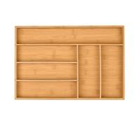 Relaxdays Range-couverts tiroir Bambou 6 compartiments 5x44,5x30 cm Nature