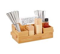 Relaxdays Range-couverts en bambou pour serviettes