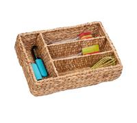 Relaxdays Range-Couverts avec 4 Compartiments, pour tiroir, HxLxP : 10,5 x 42 x 29 cm, en Jacinthe d'eau, Nature