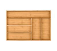 Relaxdays Range-Couverts, 6 Compartiments, Bambou, Couverts & ustensiles de Cuisine, HxLxP : env. 5x44,5x30 cm, Nature