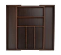 Relaxdays 10023245 Boîte à Couverts Tiroir, Extensible, Largeur Variable, 5-7 Casiers, Organiseur Bambou, HLP 5x48x46cm, Marron, Brun Foncé