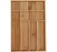 relaxdays Range-Couvert, 6 Compartiments, Bambou, Organiseur de tiroir pour ustensiles, HxLxP 5 x 30,5 x 43 cm, Nature