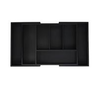 Relaxdays Range-Couverts, Extensible, 5 à 7 Compartiments, Organiseur pour Le tiroir, Bambou et MDF, Noir