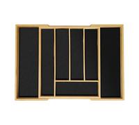 Relaxdays Range-Couverts, Extensible, 5 à 7 Compartiments, Organiseur pour Le tiroir, Bambou et MDF, Noir et Nature