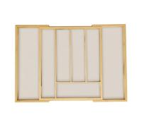 Relaxdays Range-Couverts, Extensible, 5 à 7 Compartiments, Organiseur pour Le tiroir, Bambou et MDF, Noir et Blanc