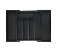 Relaxdays Range-Couverts, Extensible, 5 à 7 Compartiments, Rangement tiroirs, Bambou & MDF, Organisateur, Noir