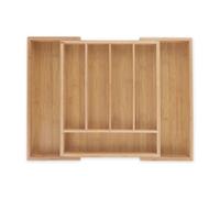 Relaxdays Bac à couverts en bambou, 5 à 7 compartiments, plateau à couverts réglable pour le tiroir, largeur 31,5 à 49 cm, naturel