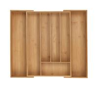 Relaxdays Boîtes à Couverts, Range-Couverts Extensible en Bambou, 5-7 Compartiments, HxLxP: 6 x 34-56 x 50 cm, Naturel