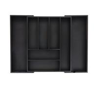 Relaxdays Range-Couverts Extensible, Bambou, H x L x P: env. 6,5 x 35-58 x 43,5 cm, 6-8 Compartiments, pour tiroir, Noir