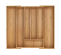 Relaxdays Boîtes à Couverts, Range-Couverts Extensible en Bambou, 5-7 Compartiments, HxLxP: 5 x 31-50 x 45 cm, Naturel
