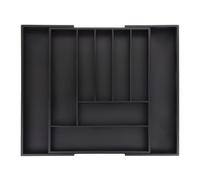 Relaxdays Bac à Couverts Extensible, Bambou, H x L x P : 5 x 33,5-49,5 x 44,5 cm, 7-9 Compartiments, pour tiroirs, Noir
