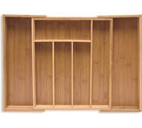 Relaxdays Range-Couvert, Extensible, Organiseur de tiroir Haut en Bambou, 6,5 x 38 x 35,5 cm, Rangement Cuisine, Nature