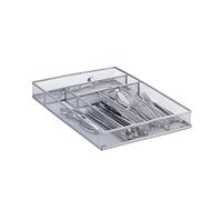 Relaxdays Range-couverts mailles acier métal boîte à couverts bac à couverts HxlxP: 5,1 x 28,6 x 40,6 cm, argent