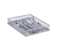 Relaxdays Range-couverts mailles acier métal boîte à couverts bac à couverts HxlxP: 5 x 23,5 x 31,7 cm, argenté