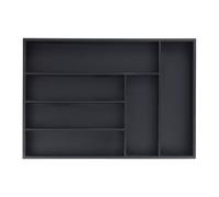 Relaxdays Bac à couverts, 6 compartiments, H x L x P : 5 x 43 x 30,5 cm, organiseur tiroirs, range-couverts bambou, noir