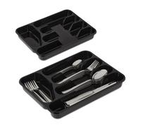 relaxdays Range-couverts noir, set de 2 pièces