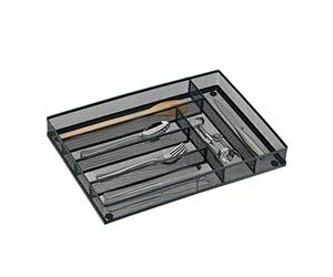 Relaxdays Range-Couverts pour Le tiroir, 6 Compartiments, en métal, H x L x P : env. 5x28,5x40,5 cm, Anthracite