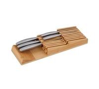 Relaxdays Range-Couverts pour tiroir, pour 9 Couteaux & aiguisoir, Accessoire en Bambou, HxLxP : 5,5x13x40 cm, Nature