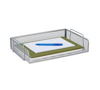 Relaxdays Range-Documents, empilable, Horizontal, Aspect Maille, métal, HxLxP: 8,5 x 36 x 25 cm, Format A4, argenté