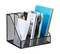 Relaxdays Range-revues, 4 Compartiments, Format A4, Design Maille, HLP 26x31x26 cm, Bureau/télétravail, métal, Noir
