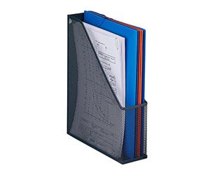 Relaxdays Range-revues en métal, Format A4, HxLxP : 31,5x7,5x25 cm, Magazines, Design Maille, Bureau, Maison, Anthracite