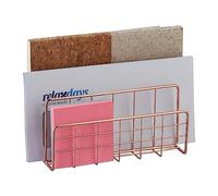 Relaxdays Range-revues pour Votre Bureau, 3 Compartiments verticaux, métal, HxLxP : 14 x 17,5 x 8 cm, Or Rose