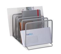 relaxdays Rangement à Documents, Support à Magazines à Pieds, métal, 5 Compartiments, Design, 19x20,5x37,5 cm, argenté