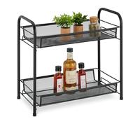 Relaxdays Rangement à épices, 2 Niveaux, Organiseur pour Cuisine & Salle de Bain, Maquillage, parfums, métal, Noir