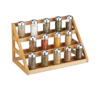 Relaxdays Rangement à épices, Bambou, HxLxP: 23,5 x 39,5 x 21,5 cm, 3 Niveaux, Non Fixe, Organiseur à Condiments, Nature
