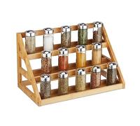 Relaxdays Rangement à épices, Bambou, HxLxP: 23,5 x 39,5 x 21,5 cm, 3 Niveaux, Non Fixe, Organiseur à Condiments, Nature