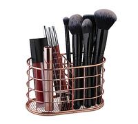 Relaxdays Rangement à stylos, 2 Compartiments, Pot à pinceaux, métal, Organiseur Bureau, HxLxP: env. 9x15x8cm, Rose Gold