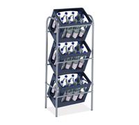 Relaxdays Rangement caisses de Boissons, HxLxP: 116 x 50 x 32 cm, étagères pour 3 bacs, Acier, Support, argenté