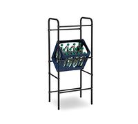 Relaxdays Rangement caisses de Boissons, HxLxP: 116 x 50 x 34 cm, étagères pour 3 bacs, Acier, Support, Noir