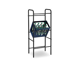 Relaxdays Rangement caisses de Boissons, HxLxP: 116 x 50 x 34 cm, étagères pour 3 bacs, Acier, Support, Noir