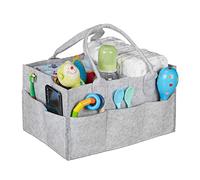 Relaxdays Rangement Couches, 11 Compartiments, Panier Langer Portable, Organiseur Chambre bébé, Corbeille, Gris Clair