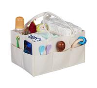Relaxdays Rangement Couches, 11 Compartiments, Panier Langer Portable, Organiseur Chambre bébé, Corbeille, Beige