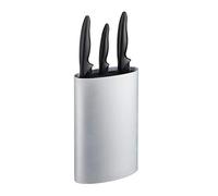 relaxdays Rangement Couteaux, Ovale, Non Garni, avec Insert en tiges Plastiques, H x L x P 22 x 16,5 x 6,5 cm, argenté
