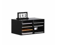 Relaxdays Organiseur de Documents en Bambou, A4, 8 Compartiments, Bureau, Home Office, H x L x P 25x49x31 cm, Noir