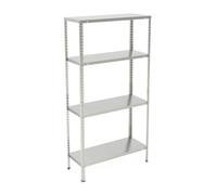 Relaxdays Rangement en métal, 4 Niveaux, Jusqu’à 160 kg, Acier, Stockage pour Le Garage, HxLxP : 150x75x30 cm, argenté