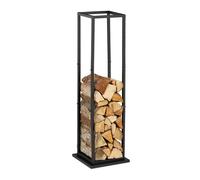 Relaxdays Rangement pour bois de cheminée, métal, HxLxP : 121x35x35 cm, support haut, pour bûches, empilage, noir